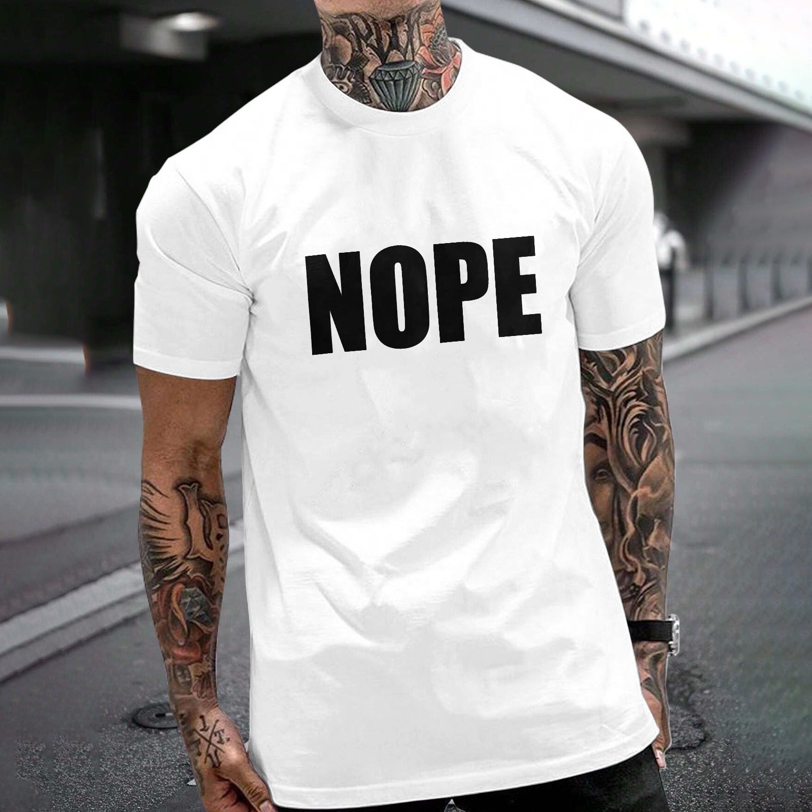 White NOPE Gildan unisex cotton t-shirt. Perfect for casual wear and self-expression, MyArtsyGift