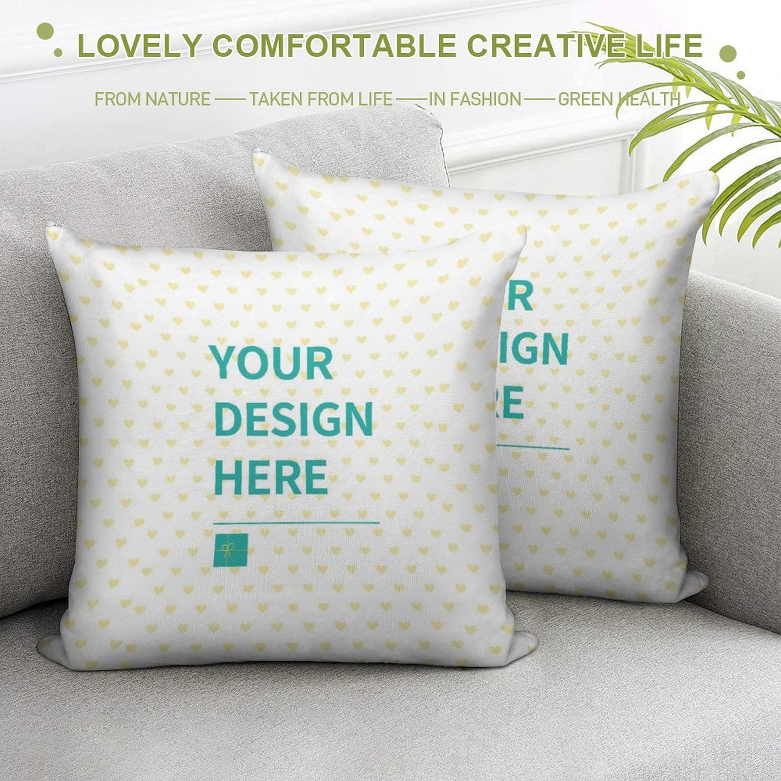 Custom throw pillow cases with personalized design, perfect for living room decor, available at MyArtsyGift.com