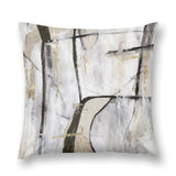 Abstract art pillow cover in white, gold, and black. Luxury soft fluffy throw pillow for sofa or couch.