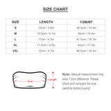 Custom tube top size chart for women's bralettes: bust and length measurements for S-2XL sizes, ensure perfect fit.