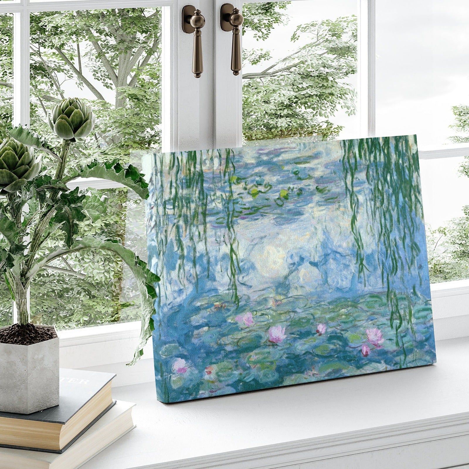 Monet Water Lilies canvas print, floral wall art for home decor.