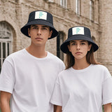 Black bucket hats with customizable design for men and women, perfect for fishing, hiking, and travel. 'YOUR DESIGN HERE'