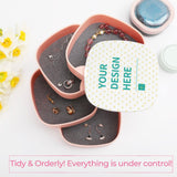 Personalized pink rotatable jewelry box with 'Your Design Here' design; jewelry organizer, ABS material, Tidy and Orderly