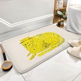 Yellow cat design coral velvet bath rug for bathroom from MyArtsyGift