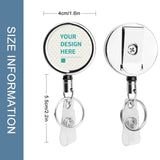 Custom badge reel holder with 'YOUR DESIGN HERE', stainless steel, ID clip