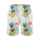 Men's Hawaiian swim trunks with pineapple print, quick-dry fabric, beach gift for boyfriend. Featuring the WILD APPLE logo.