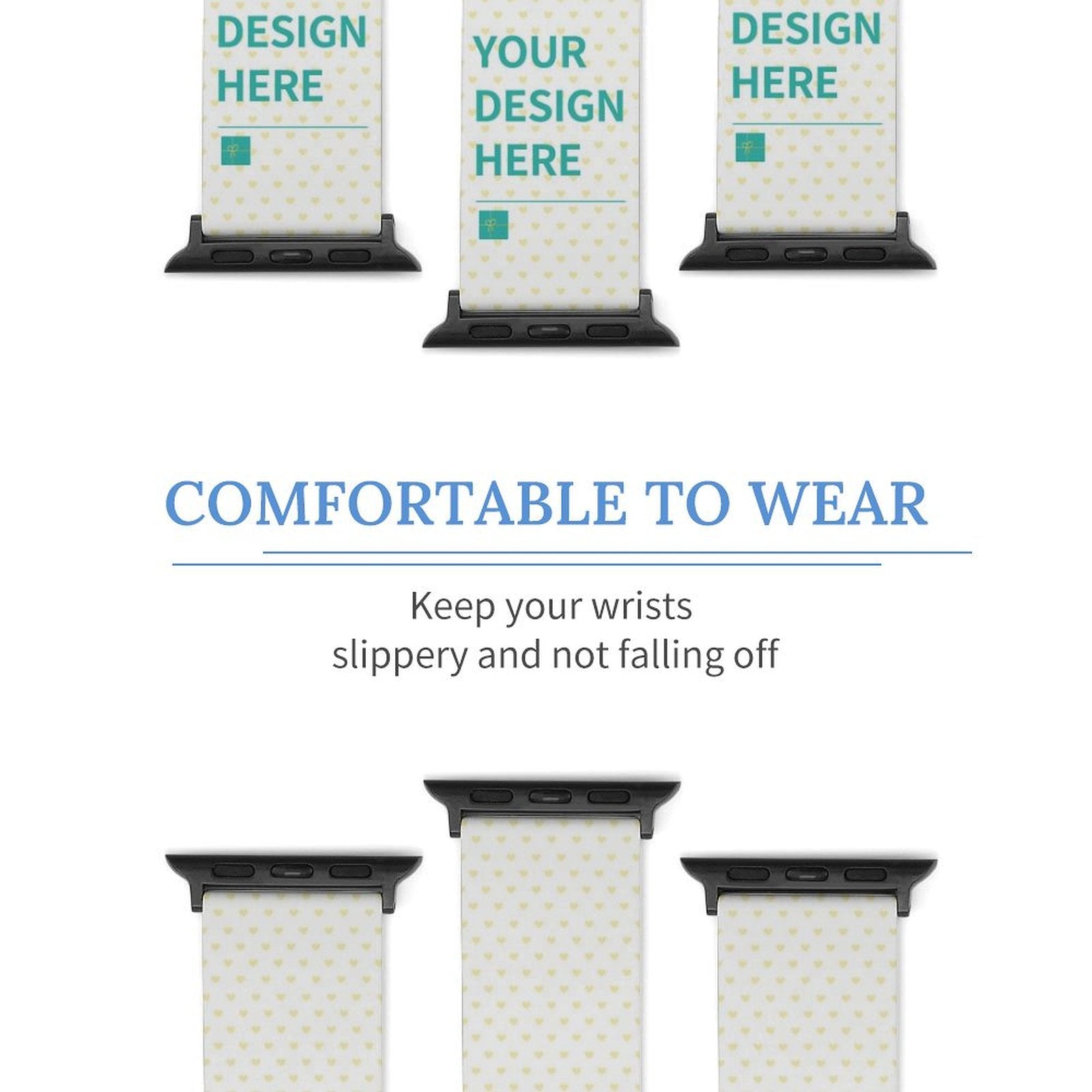 Customizable Apple Watch band with YOUR DESIGN HERE text, comfortable silicone strap, MyArtsyGift.