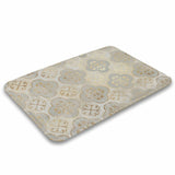 Floral bath rug in grey and gold, non-slip bathroom rug, MyArtsyGift