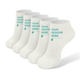 Customizable short socks with "YOUR DESIGN HERE" text, perfect for personalized gifts and designs.