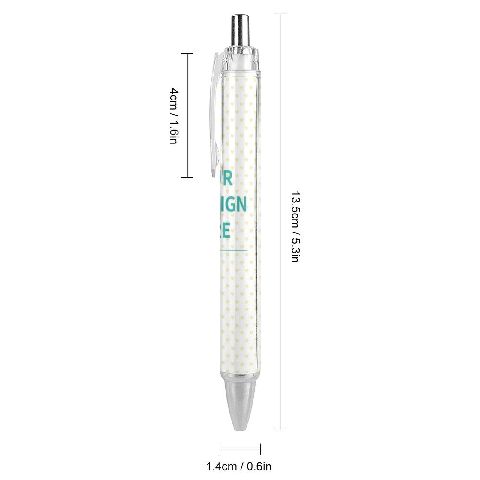 Custom PC ballpoint pen with black ink, heart pattern, printed with DESIGN for students, personalized gift