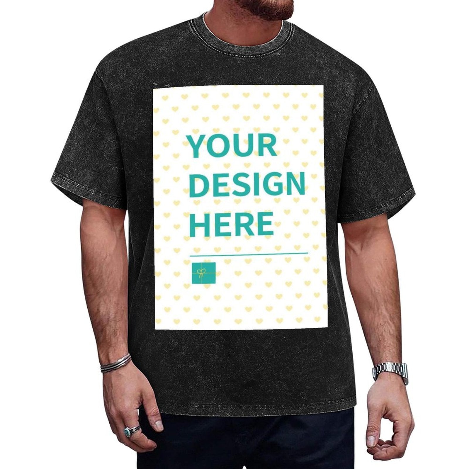 Custom black cotton t-shirt for men with customizable design, perfect summer gift.