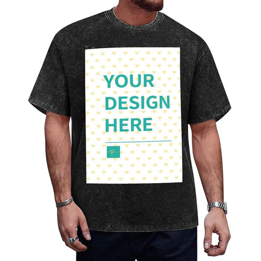 Custom black cotton t-shirt for men with customizable design, perfect summer gift.