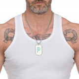 Customizable titanium steel dog tag pendant necklace with 'YOUR DESIGN HERE' text, personalized photo pendant