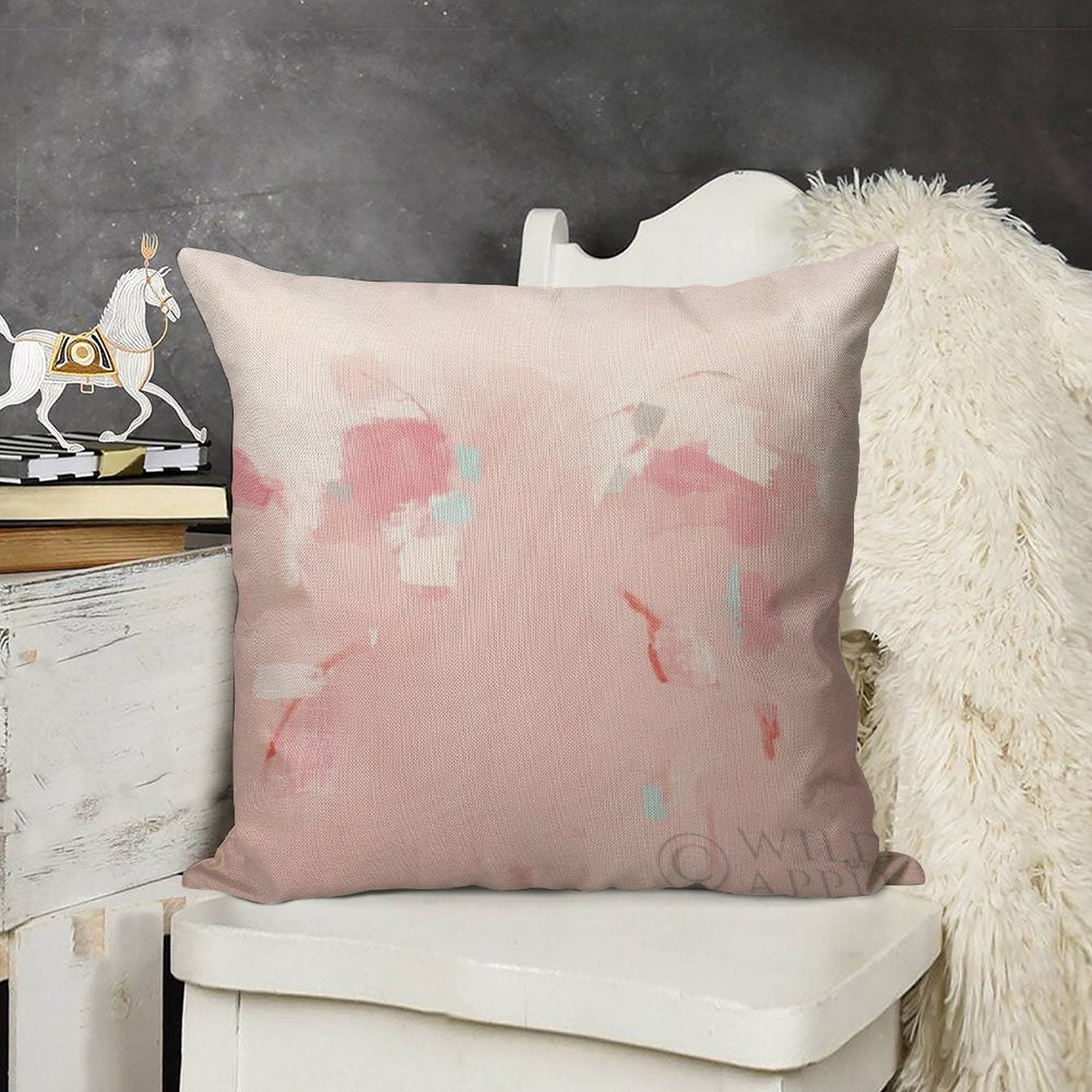 Splash Pink Linen Throw Pillow Case, abstract art, living room decor, MyArtsyGift