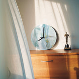 Modern blue MDF wall clock for living room decor with gold accents, home decor