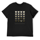 Black men's t-shirt with cat face pattern and NOOOOOOOO text, MyArtsyGift, made of cotton.
