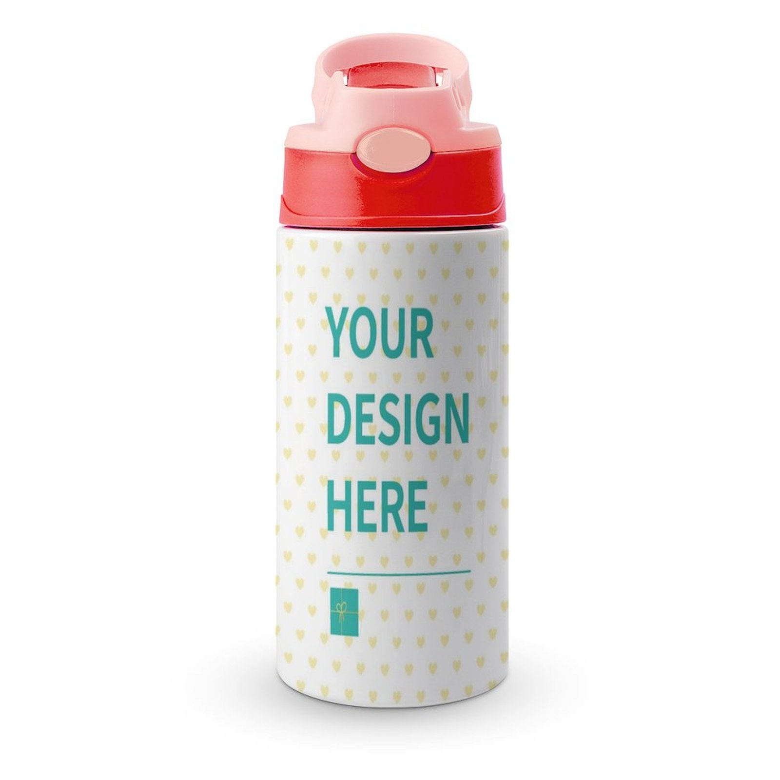 Customizable kids insulated water bottle with YOUR DESIGN HERE text, leak-proof cup
