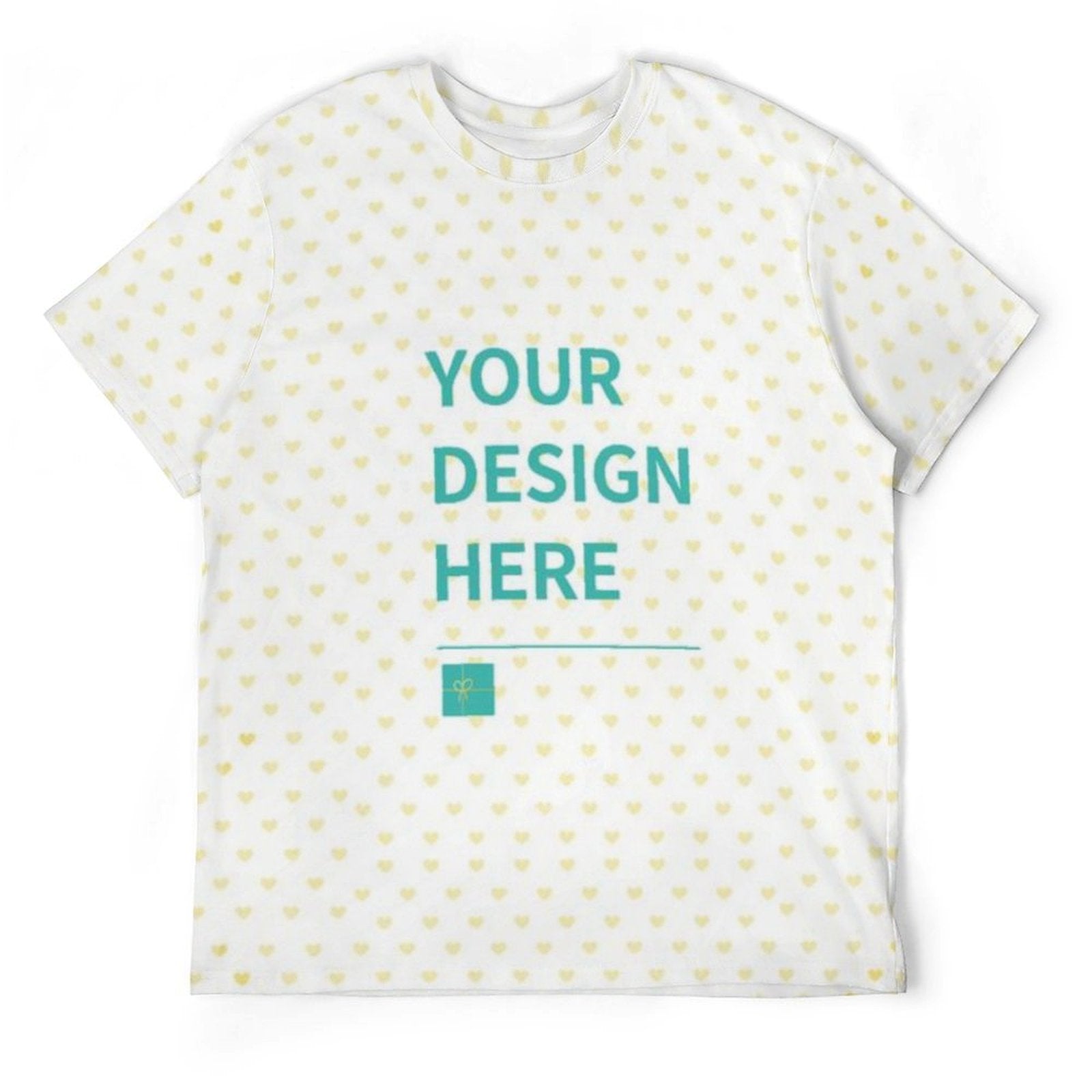 Custom Men's Short-Sleeve T-Shirt with 'YOUR DESIGN HERE' design, white polyester, MyArtsyGift product