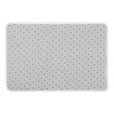 Non-slip doormat backing with black floral pattern and white edge, perfect for bathroom or bedroom
