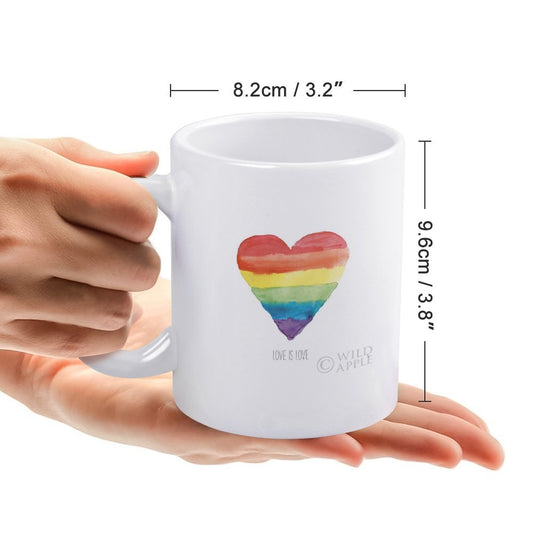 MyArtsyGift - Personalized Coffee Mug,  White Ceramic Mug Customized Gift Rainbow Pride II Love Made in USA