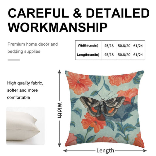 MyArtsyGift - Linen Throw Pillow Case for Living Room, Academia Moth on The Wall, Made in USA