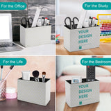 MyArtsyGift - Custom Pen Holder for Desk Custom Large Capacity PU Leather Makeup Brush Holder for School Office Dorm