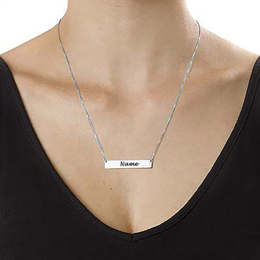 MyArtsyGift - Personalized Name Bar Necklace Custom Pendant Necklace Jewelry Gift for Women Men