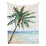 Beach Tropical Plant Coconut Tree Flannel Blanket for Sofa Couch Bed Made In USA