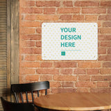 Custom metal tin sign with 'YOUR DESIGN HERE' text, personalized iron painting, perfect gift from MyArtsyGift.com