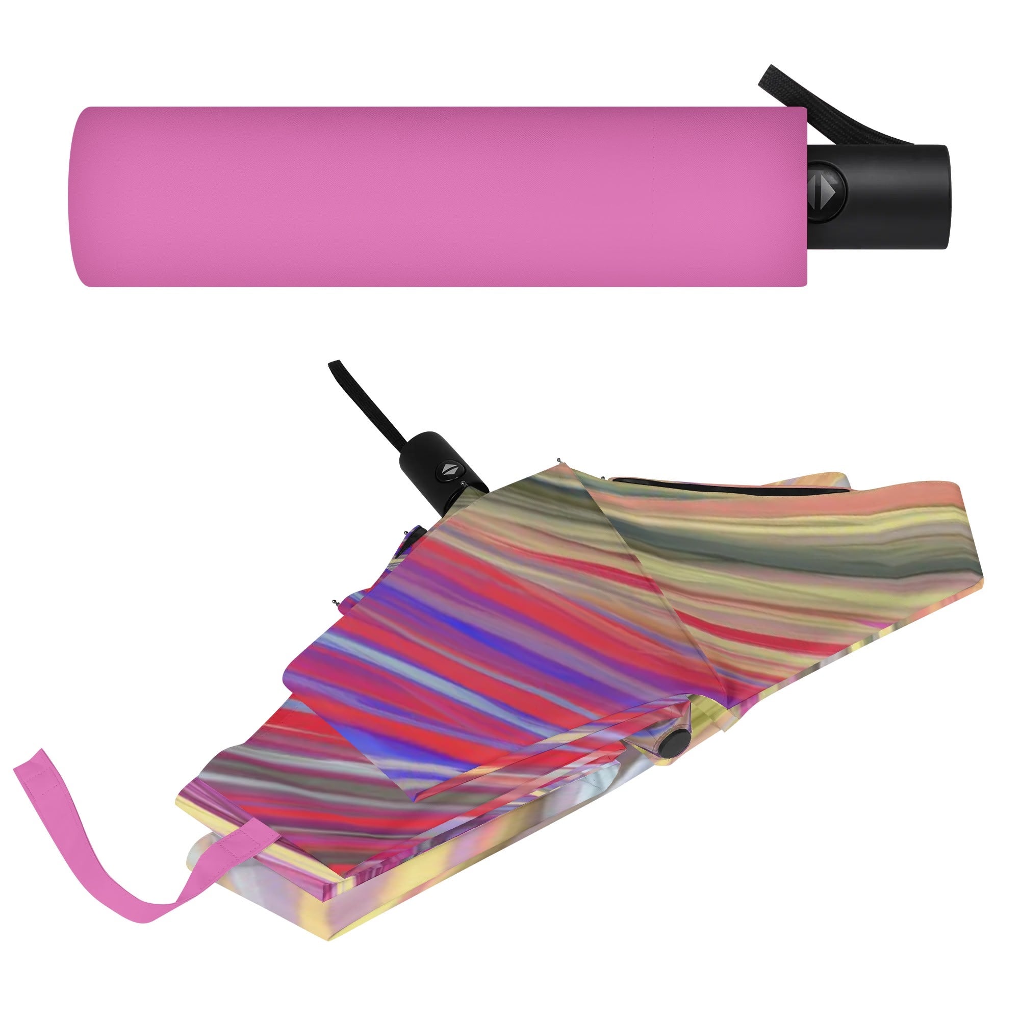 Windproof Travel Umbrella with Abstract Art - Compact, portable, and stylish sun and rain protection.
