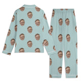 Personalized Unisex Pajamas Set, light blue sleepwear with repeated face pattern