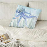 Sea Horse and Ocptus Double Side Printing Pillow Cover Watercolor Art