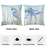 Sea Horse and Ocptus Double Side Printing Pillow Cover Watercolor Art