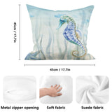 Sea Horse and Ocptus Double Side Printing Pillow Cover Watercolor Art