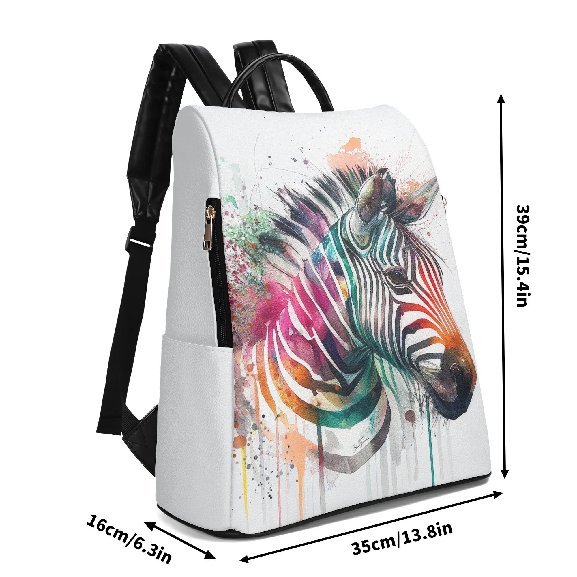 Womens PU Leather Anti-theft Backpack with Zebra Print - Travel Daypack