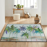 Palm tree design soft rug for living room or bedroom, non-slip, washable, and foldable
