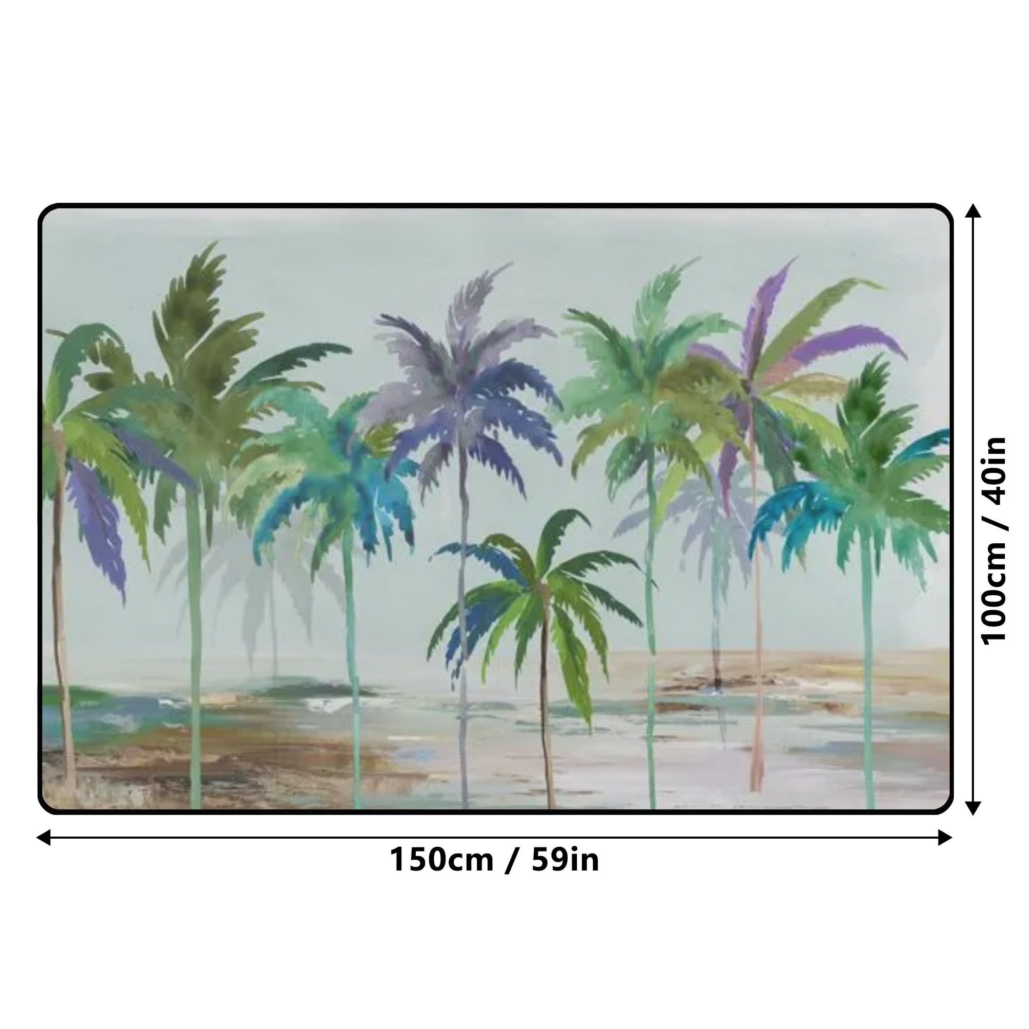 Palm tree design rug, non-slip, large indoor carpet for living room or bedroom, 150cm x 59in, 100cm x 40in