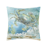 Watercolor blue crab pillow cover, double-sided print, soft polyester fleece, home decor for sofa and bed