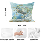 Watercolor crab throw pillow cover, double-sided printed, soft fabric, 45cm size, for sofa or bed decor