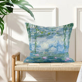 Water Lily Pillow Cover featuring Monet's artwork on a decorative throw pillow for bed or couch