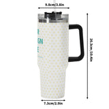 Personalized 40oz Stainless Steel Tumbler with black handle and straw, water bottle with custom design, Ideal Gift