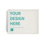 Customizable PU leather wallet for men with 'YOUR DESIGN HERE' text and heart pattern, perfect gift.