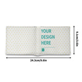 Customizable PU leather wallet for men with 'YOUR DESIGN HERE' text, perfect for gifts