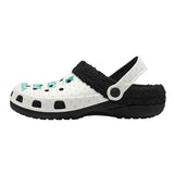 Personalized Clog Slipper - White with custom design, black sole, fleece lining. Winter comfort.
