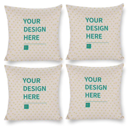 MyArtsyGift - Custom Pillow Case Set of 4 Personalized Cotton Linen Throw Pillow Cases  for Bedroom, Living Room