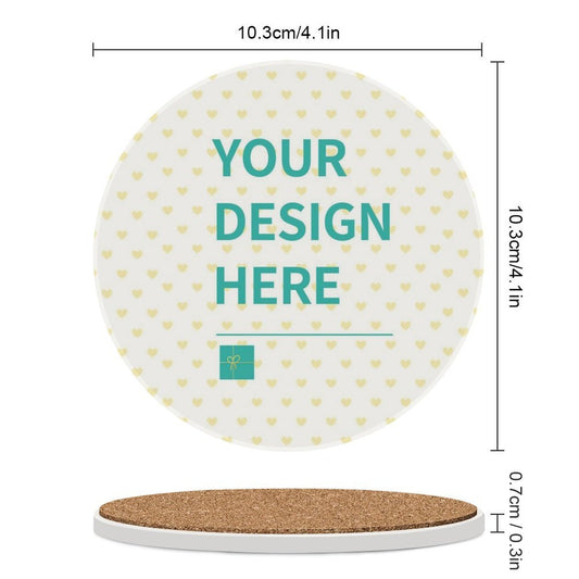 MyArtsyGift - 4pcs Custom Round Ceramics Coasters Personalized for Drink Add Your Image Text Logo Coasters with Cork Base for Coffee Cup Home Office