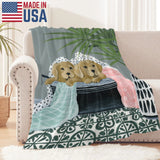 Laundry Dogs Flannel Blanket for Sofa Couch Bed Made In USA