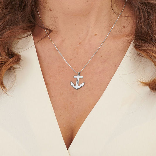 MyArtsyGift - Personalized Anchor Necklace for Men Custom Nautical Necklace Sailors Jewelry Gifts for Women