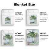 Abstract Coconut Palm Trees Flannel Blanket for Sofa Couch Bed Made In USA