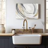 PI706-A Canvas Print: Abstract watercolor art in gray, gold, and white tones, made in USA, for home decor